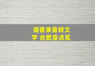 语音录音转文字 合肥壹点贰